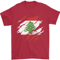 Torn Lebanon Flag Lebanese Day Football Mens T-Shirt 100% Cotton Red