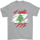 Torn Lebanon Flag Lebanese Day Football Mens T-Shirt 100% Cotton Sports Grey
