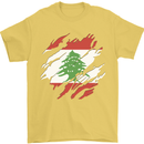 Torn Lebanon Flag Lebanese Day Football Mens T-Shirt 100% Cotton Yellow