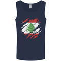 Torn Lebanon Flag Lebanese Day Football Mens Vest Tank Top Navy Blue