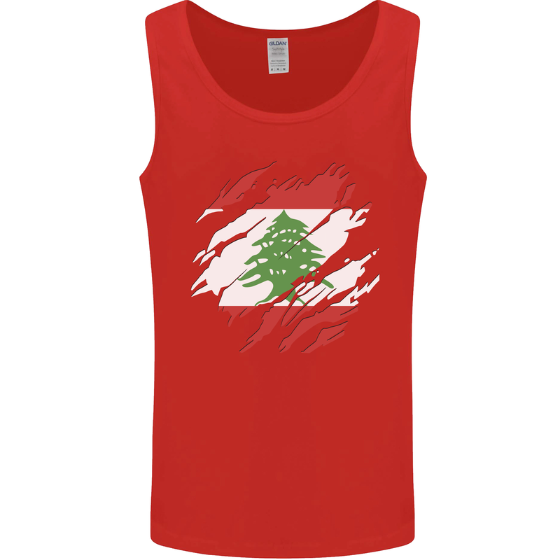 Torn Lebanon Flag Lebanese Day Football Mens Vest Tank Top Red