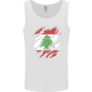 Torn Lebanon Flag Lebanese Day Football Mens Vest Tank Top White