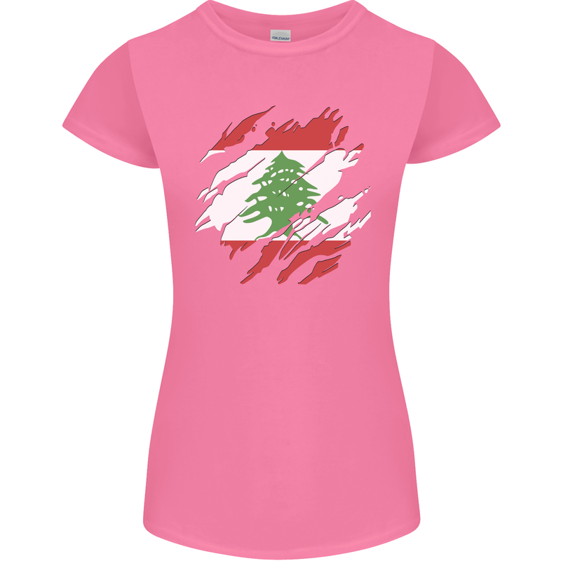 Torn Lebanon Flag Lebanese Day Football Womens Petite Cut T-Shirt Azalea