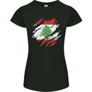 Torn Lebanon Flag Lebanese Day Football Womens Petite Cut T-Shirt Black