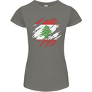 Torn Lebanon Flag Lebanese Day Football Womens Petite Cut T-Shirt Charcoal