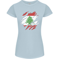 Torn Lebanon Flag Lebanese Day Football Womens Petite Cut T-Shirt Light Blue