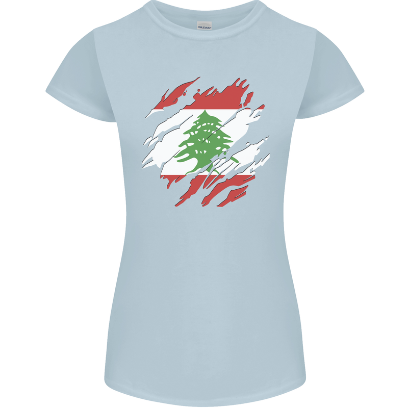 Torn Lebanon Flag Lebanese Day Football Womens Petite Cut T-Shirt Light Blue