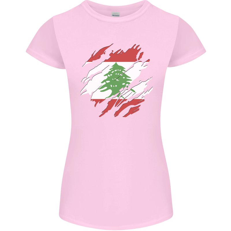 Torn Lebanon Flag Lebanese Day Football Womens Petite Cut T-Shirt Light Pink