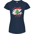 Torn Lebanon Flag Lebanese Day Football Womens Petite Cut T-Shirt Navy Blue