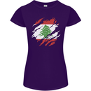 Torn Lebanon Flag Lebanese Day Football Womens Petite Cut T-Shirt Purple