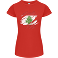 Torn Lebanon Flag Lebanese Day Football Womens Petite Cut T-Shirt Red