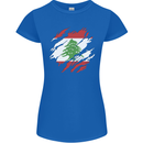 Torn Lebanon Flag Lebanese Day Football Womens Petite Cut T-Shirt Royal Blue