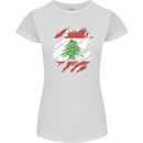 Torn Lebanon Flag Lebanese Day Football Womens Petite Cut T-Shirt White