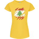 Torn Lebanon Flag Lebanese Day Football Womens Petite Cut T-Shirt Yellow