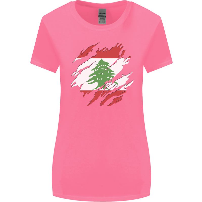 Torn Lebanon Flag Lebanese Day Football Womens Wider Cut T-Shirt Azalea