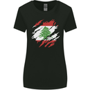 Torn Lebanon Flag Lebanese Day Football Womens Wider Cut T-Shirt Black