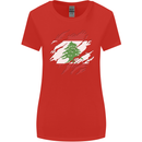 Torn Lebanon Flag Lebanese Day Football Womens Wider Cut T-Shirt Red