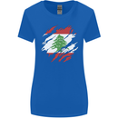 Torn Lebanon Flag Lebanese Day Football Womens Wider Cut T-Shirt Royal Blue