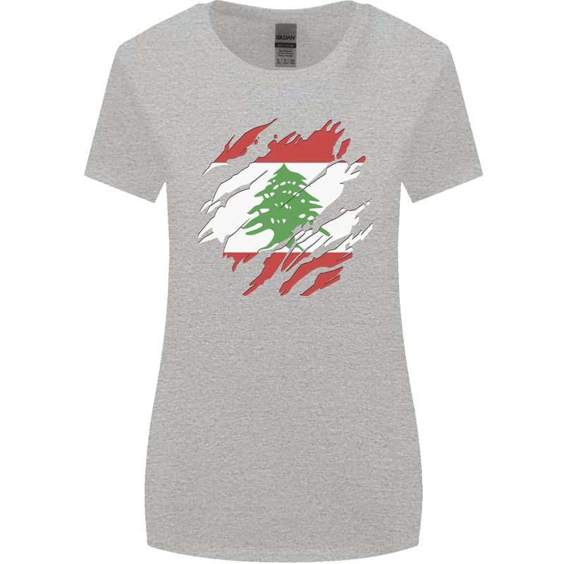 Torn Lebanon Flag Lebanese Day Football Womens Wider Cut T-Shirt Sports Grey