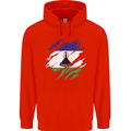 Torn Lesotho Flag Basotho Day Football Childrens Kids Hoodie Bright Red