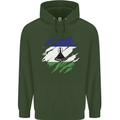 Torn Lesotho Flag Basotho Day Football Childrens Kids Hoodie Forest Green