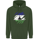 Torn Lesotho Flag Basotho Day Football Childrens Kids Hoodie Forest Green