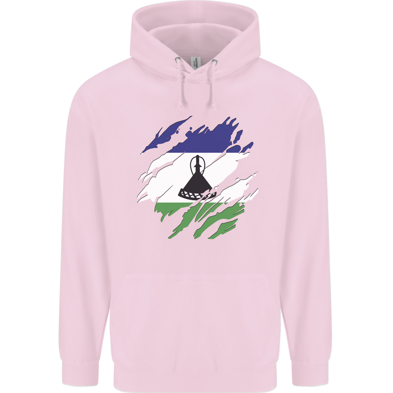 Torn Lesotho Flag Basotho Day Football Childrens Kids Hoodie Light Pink