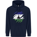 Torn Lesotho Flag Basotho Day Football Childrens Kids Hoodie Navy Blue