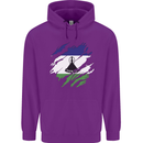 Torn Lesotho Flag Basotho Day Football Childrens Kids Hoodie Purple