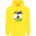Torn Lesotho Flag Basotho Day Football Childrens Kids Hoodie Yellow