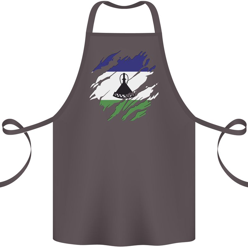Torn Lesotho Flag Basotho Day Football Cotton Apron 100% Organic Dark Grey