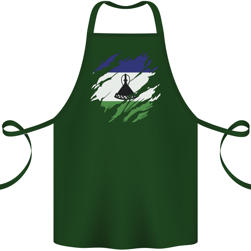 Torn Lesotho Flag Basotho Day Football Cotton Apron 100% Organic Forest Green