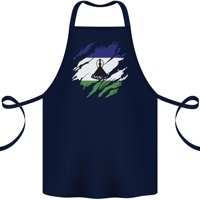 Torn Lesotho Flag Basotho Day Football Cotton Apron 100% Organic Navy Blue