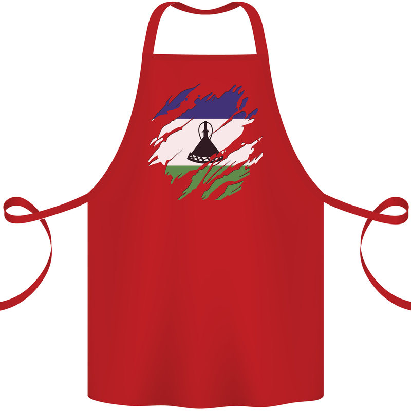 Torn Lesotho Flag Basotho Day Football Cotton Apron 100% Organic Red