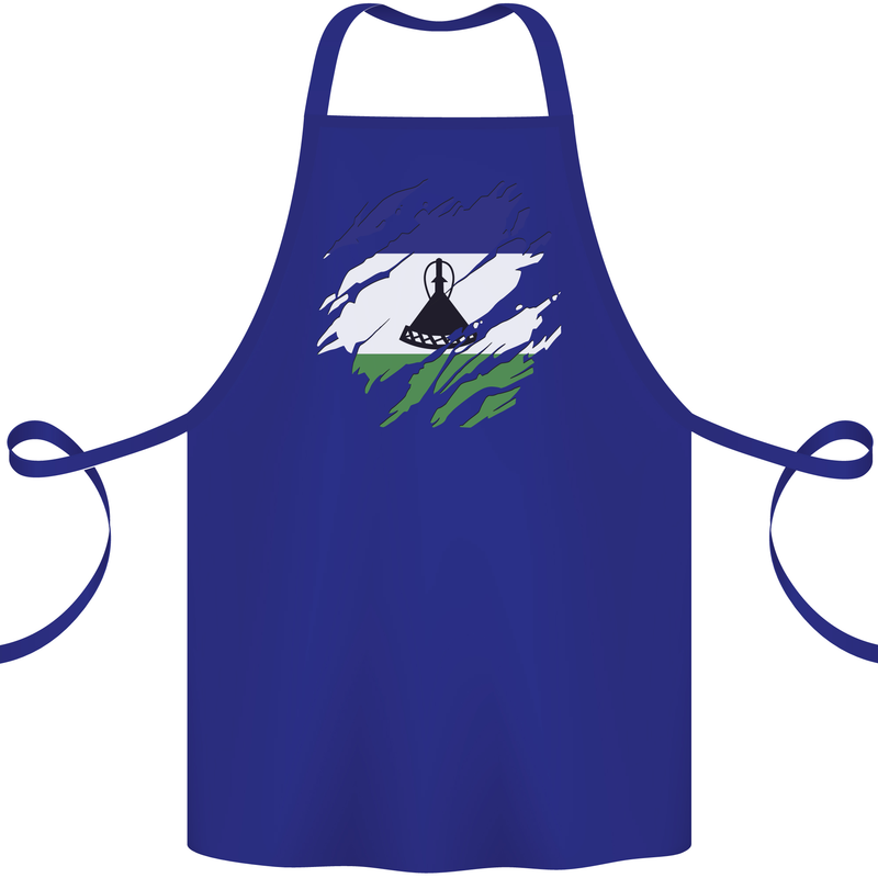 Torn Lesotho Flag Basotho Day Football Cotton Apron 100% Organic Royal Blue
