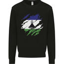 Torn Lesotho Flag Basotho Day Football Kids Sweatshirt Jumper Black