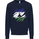 Torn Lesotho Flag Basotho Day Football Kids Sweatshirt Jumper Navy Blue