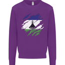 Torn Lesotho Flag Basotho Day Football Kids Sweatshirt Jumper Purple