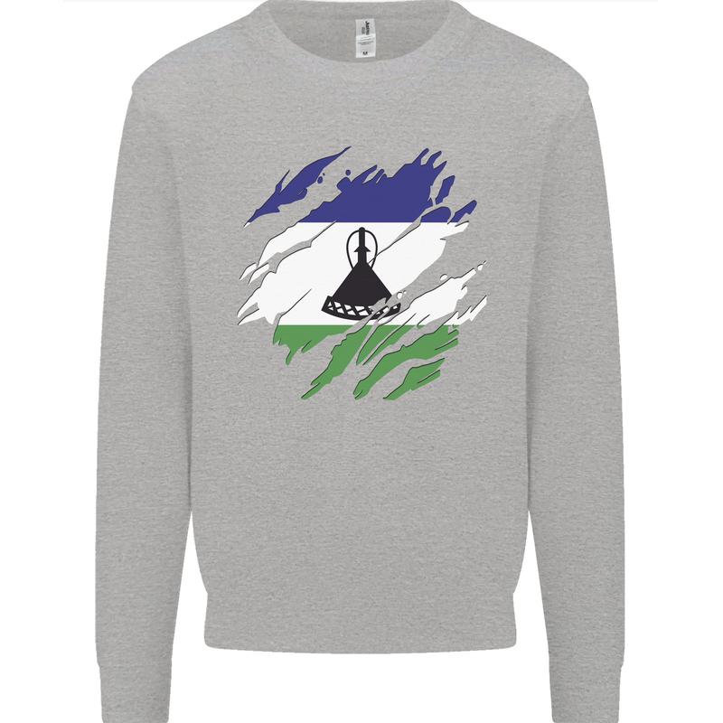 Torn Lesotho Flag Basotho Day Football Kids Sweatshirt Jumper Sports Grey