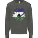 Torn Lesotho Flag Basotho Day Football Kids Sweatshirt Jumper Storm Grey