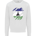 Torn Lesotho Flag Basotho Day Football Kids Sweatshirt Jumper White