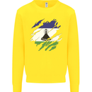Torn Lesotho Flag Basotho Day Football Kids Sweatshirt Jumper Yellow