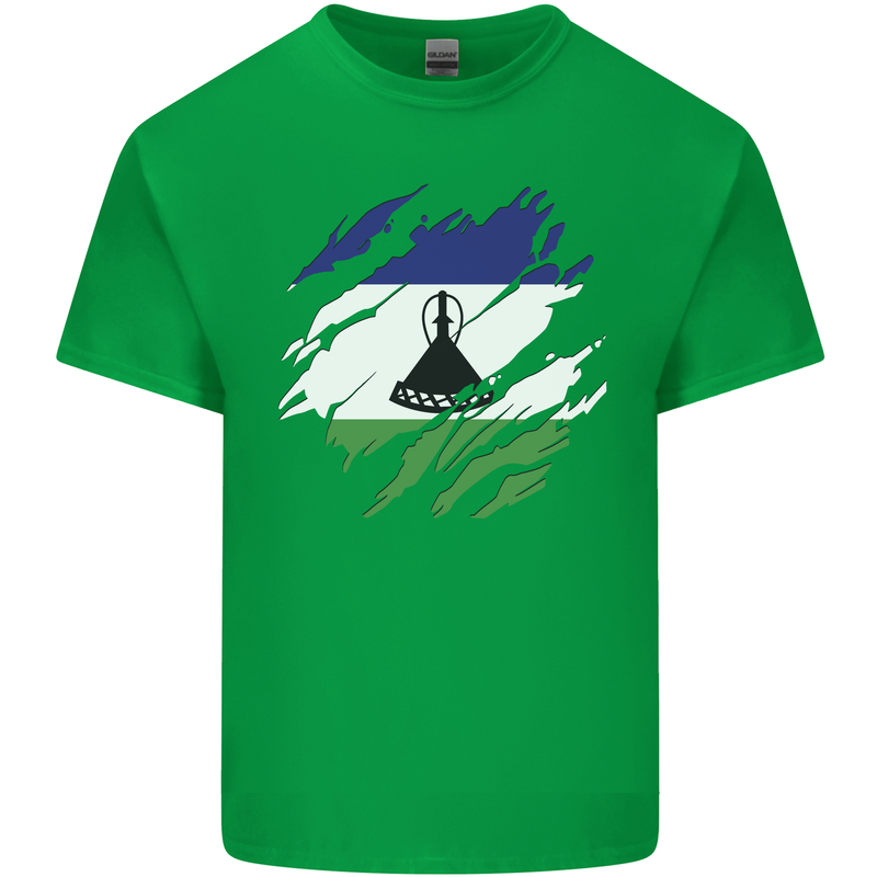 Torn Lesotho Flag Basotho Day Football Kids T-Shirt Childrens Irish Green