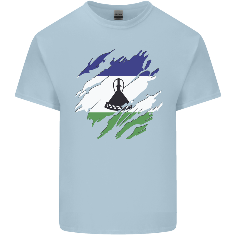 Torn Lesotho Flag Basotho Day Football Kids T-Shirt Childrens Light Blue