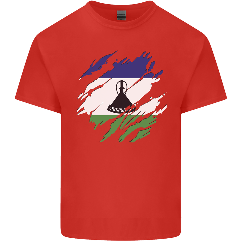 Torn Lesotho Flag Basotho Day Football Kids T-Shirt Childrens Red