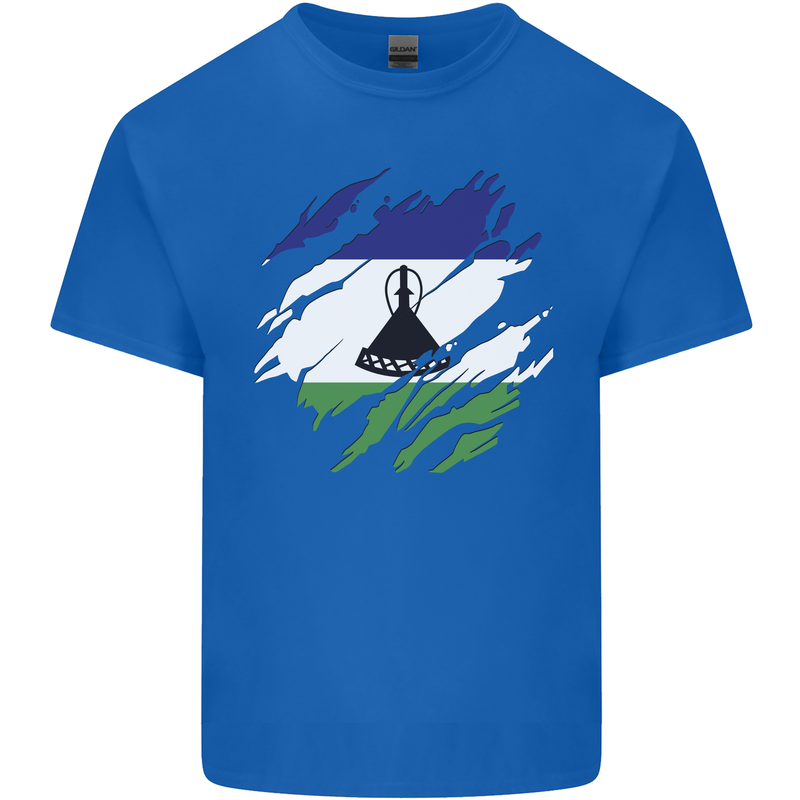 Torn Lesotho Flag Basotho Day Football Kids T-Shirt Childrens Royal Blue