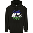 Torn Lesotho Flag Basotho Day Football Mens 80% Cotton Hoodie Black