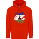 Torn Lesotho Flag Basotho Day Football Mens 80% Cotton Hoodie Bright Red
