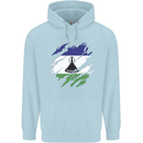 Torn Lesotho Flag Basotho Day Football Mens 80% Cotton Hoodie Light Blue