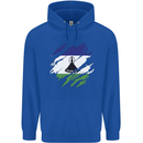 Torn Lesotho Flag Basotho Day Football Mens 80% Cotton Hoodie Royal Blue